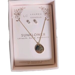 LC Lauren Conrad Gold Sunflower Necklace and Earring Set